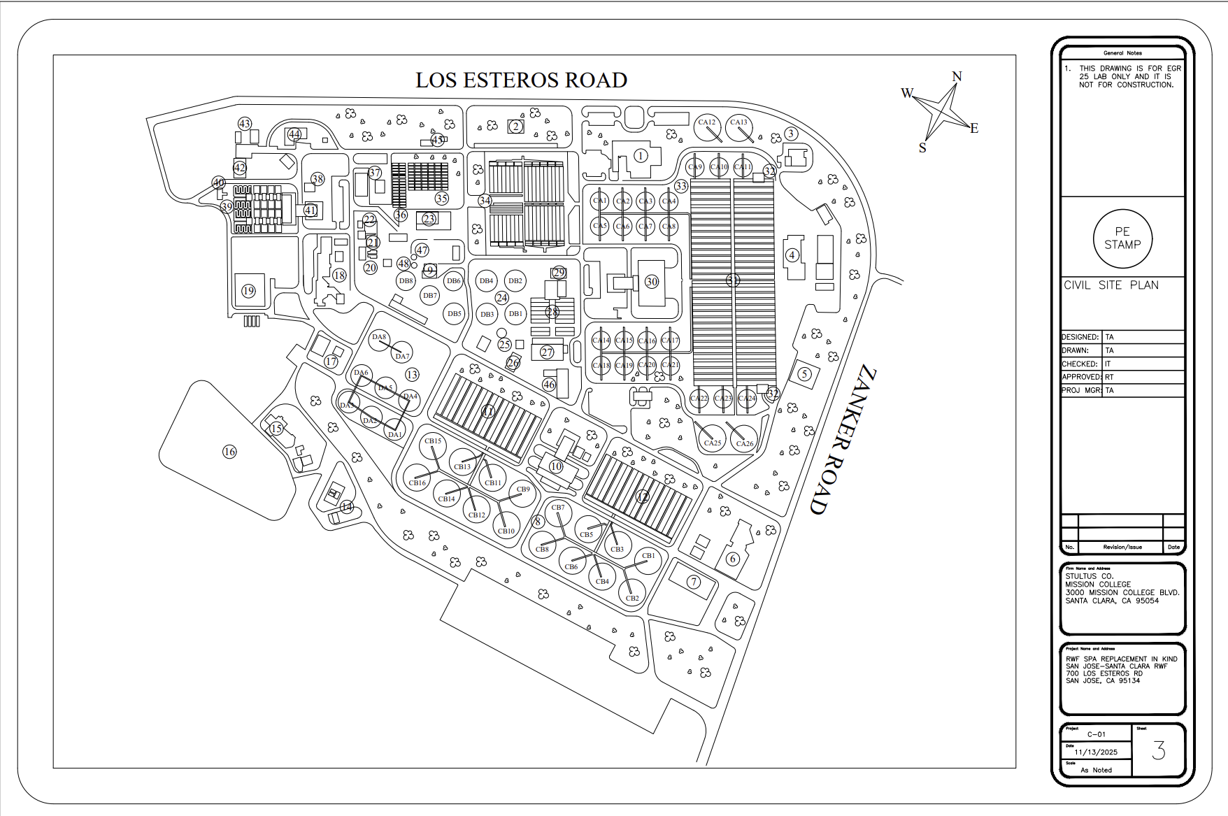 Updated civil site plan for the facility
