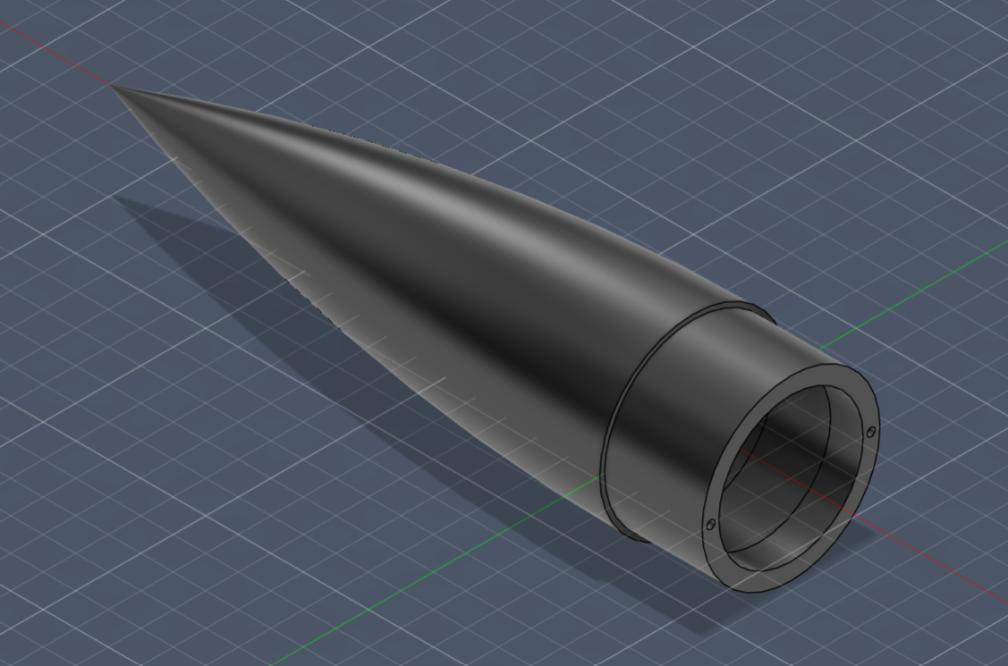 Nose cone CAD model in Fusion 360