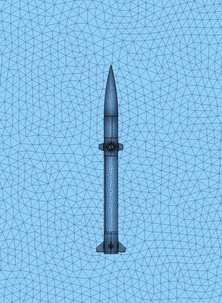 Meshed CFD model of the full canard-controlled airframe